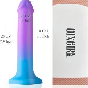 8'' Liquid Silicone Realistic Dildo,Gradient Color Penis for Vaginal and Anal Sex,Adult Sex Toy G-spot Prostate Orgasm,Lifelike Dick with Strong Suction Cup Compatible Strap-on Harness